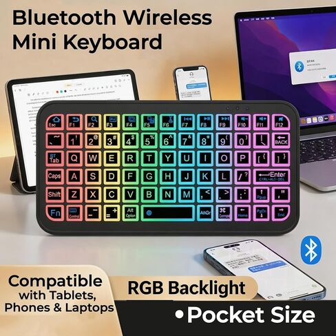 Mini Bluetooth Keyboard, Portable Wireless Keyboard with Backlit for Travel in Saudi Arabia