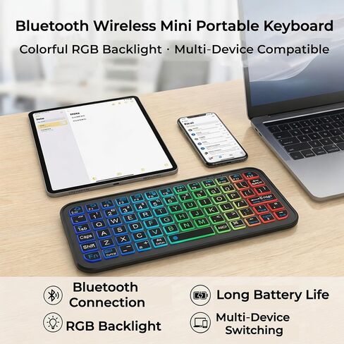 Mini Bluetooth Keyboard, Portable Wireless Keyboard with Backlit for Travel in Saudi Arabia