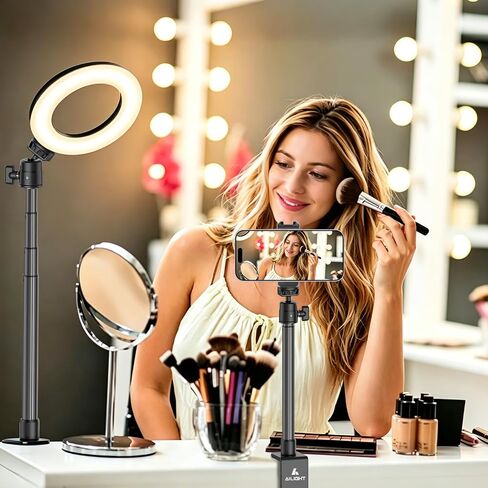 حامل مكتب Ailight للبث المباشر، حامل مشبك C قابل للتعديل بارتفاع فوري مع رأس كروي وحامل هاتف، برغي 1/4 بوصة للكاميرا/الهاتف الذكي/كاميرا الويب، تلسكوبي بدون أدوات لتسجيل الفيديو والتسجيل in Kuwait