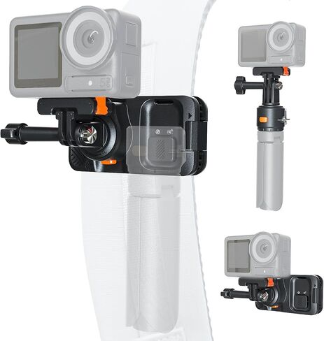 Action Camera Multifunction Backpack Strap Mount.Self-Developed Action Camera Accessories, Compatible with Various Models of Action Cameras *Selfie Stick not Included (Black, 9.8) in Saudi Arabia
