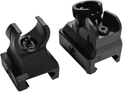 Optics Rapid Transition Backup Sights，Front and Rear Low Iron Steel Sight Set Combo，Metal Style-Rotate Adjustable Diopter Flip-Up Fixed Scopes，Fits for Standard 20mm Pic Rail System Mounting in Saudi Arabia