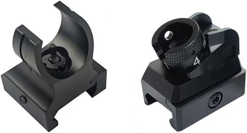 Optics Rapid Transition Backup Sights，Front and Rear Low Iron Steel Sight Set Combo，Metal Style-Rotate Adjustable Diopter Flip-Up Fixed Scopes，Fits for Standard 20mm Pic Rail System Mounting in Saudi Arabia