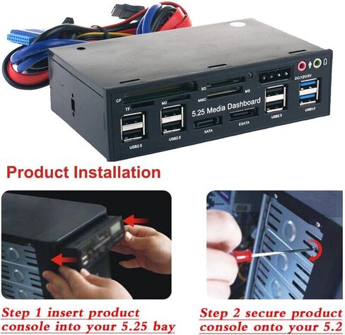 5.25 بوصة لوحة أجهزة الكمبيوتر الأمامية لوحة وسائل الإعلام USB 3.0 قارئ بطاقة محور الصوت in Kuwait