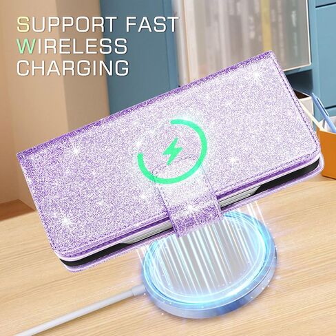 Fingic for iPhone 16 Pro Max Case Wallet with Card Holder Kickstand Purple in Kuwait