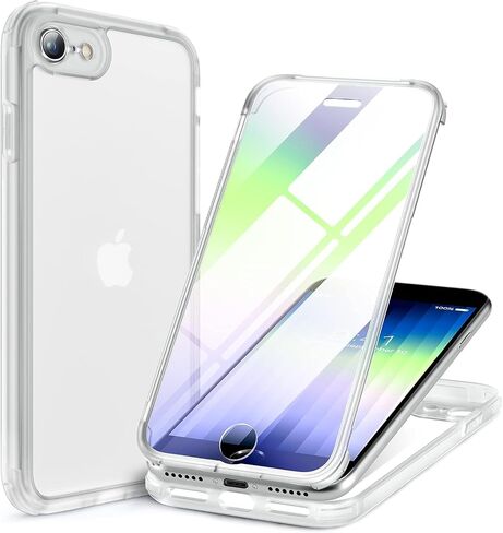Miracase for iPhone SE Phone Case 3rd/2nd Generation 2022 2020 Full-Body with Built-in Glass Screen Protector, Heavy Duty 360° Protective Shockproof Bumper Cover for iPhone 8/SE, Purple in Kuwait