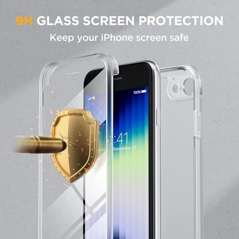 Miracase for iPhone SE Phone Case 3rd/2nd Generation 2022 2020 Full-Body with Built-in Glass Screen Protector, Heavy Duty 360° Protective Shockproof Bumper Cover for iPhone 8/SE, Purple in Kuwait