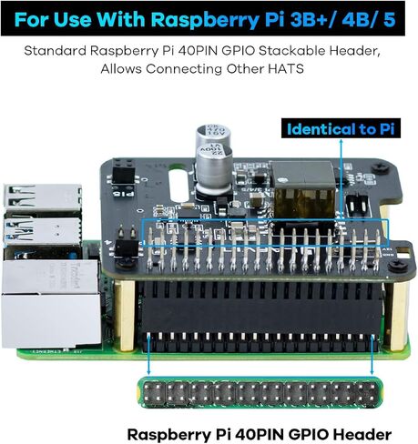 LAFVIN POE HAT for Raspberry Pi 5/4B/3B+, IEEE 802.3af/at Compliant, 5V 4.5A & 12V 2A Dual Output, PoE Ethernet Power Supply Expansion Board with GPIO Header & Installation Kit in Saudi Arabia