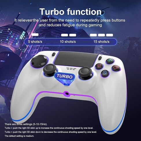 وحدة تحكم لاسلكية متوافقة مع PS-5/Pro/PC/MAC/iOS/Android10/Steam Deck، لوحة ألعاب مزودة بإضاءة RGB بـ 7 ألوان/اهتزاز مزدوج/Turbo/قابل للبرمجة/مقبس سماعة الرأس/مستشعر جيروسكوبي 6 محاور/بطارية 1500 مللي أمبير في الساعة in Kuwait