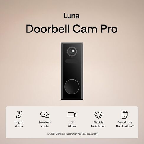Luna Video Doorbell Camera, 4MP 180° Wide View, Dual-Band WiFi & Chime in Saudi Arabia