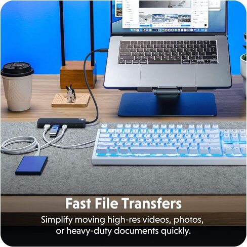 HyperDrive Flex USB Hub 4-Port Adapter — USB C Extender for Fast File Transfers & Multi-Device Connectivity — 2X 5Gbps, 2X USB-A 5Gbps — Compatible w/Mac, PC, Chromebook (Black) in Kuwait