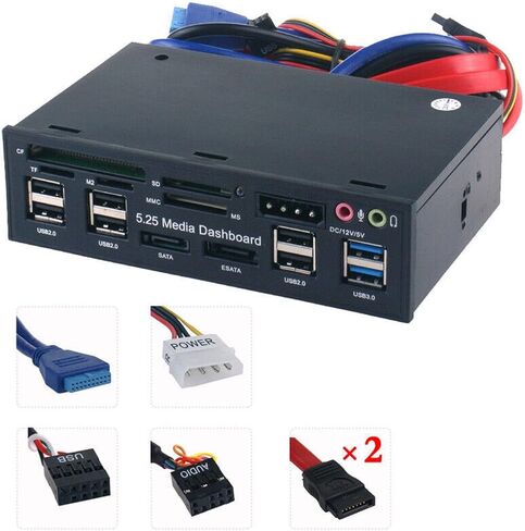 PC 5.25 بوصة لوحة أمامية USB Hub SATA eSATA قارئ بطاقة الصوت in Kuwait