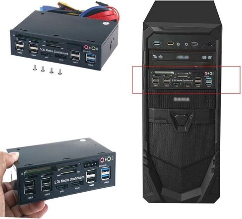 PC 5.25 بوصة لوحة أمامية USB Hub SATA eSATA قارئ بطاقة الصوت in Kuwait