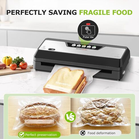 Bonsenkitchen Vacuum Sealer Machine,1 Roll&5 Pre-Cut Bags,Multiple Modes in Saudi Arabia