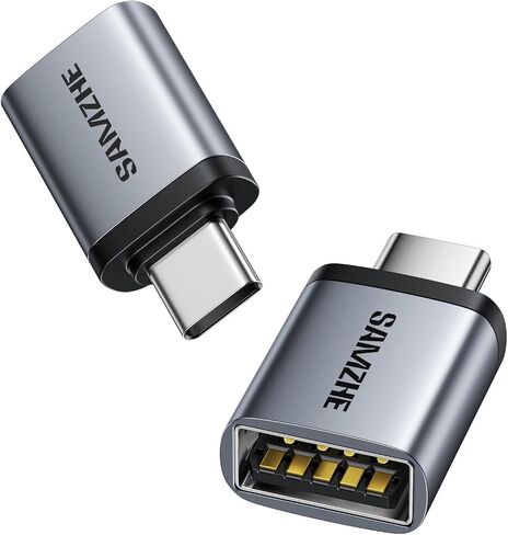 SAMZHE USB C to USB Adapter Pack of 2, USB 3.2 Female to Thunderbolt 4/3 Adapter Compatible with MacBook Pro Air 2024, Surface, iPad, iPhone, Galaxy Notebook, XPS and More Type C Devices, Space Grey in Kuwait