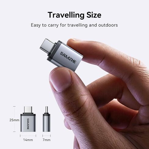 SAMZHE USB C to USB Adapter Pack of 2, USB 3.2 Female to Thunderbolt 4/3 Adapter Compatible with MacBook Pro Air 2024, Surface, iPad, iPhone, Galaxy Notebook, XPS and More Type C Devices, Space Grey in Kuwait
