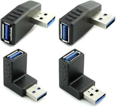 4Pcs USB 3.0 Extension Adapter 90 Degree Elbow Black in Saudi Arabia
