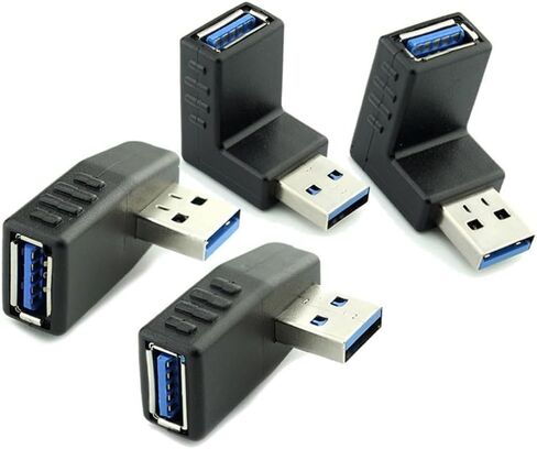 4Pcs USB 3.0 Extension Adapter 90 Degree Elbow Black in Saudi Arabia