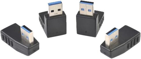 4Pcs USB 3.0 Extension Adapter 90 Degree Elbow Black in Saudi Arabia