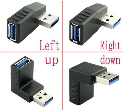 4Pcs USB 3.0 Extension Adapter 90 Degree Elbow Black in Saudi Arabia