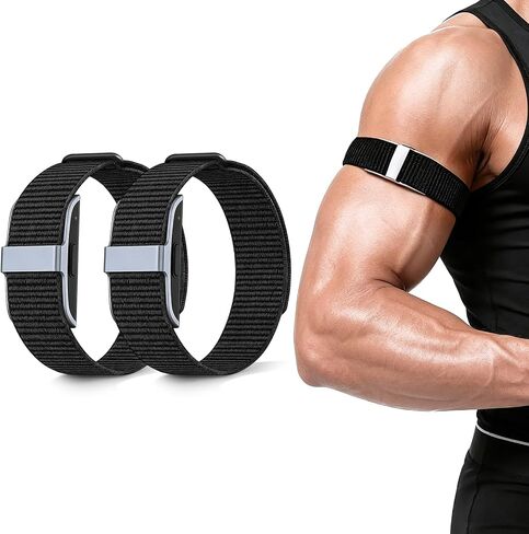 2 Pack Bicep Bands Compatible with Hume Band 1.0, Nylon Breathable Loop Replacement Strap Easy Adjustable Straps for Hume Health Band for Women Men, Black in Kuwait