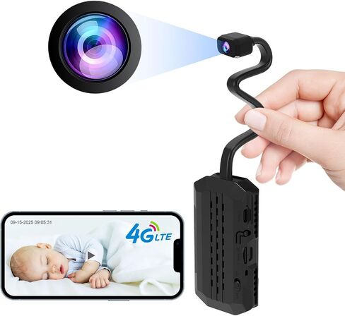 Goose-Neck 4G LTE Cellular Security Spy Camera(No Need Wifi)4KHD with Video Recording Live Feed,60-Day Long Battery Life,Magnetic Mount,170° wide-angle,No WiFi Or Mains Power Required for Outdoor Use in Saudi Arabia