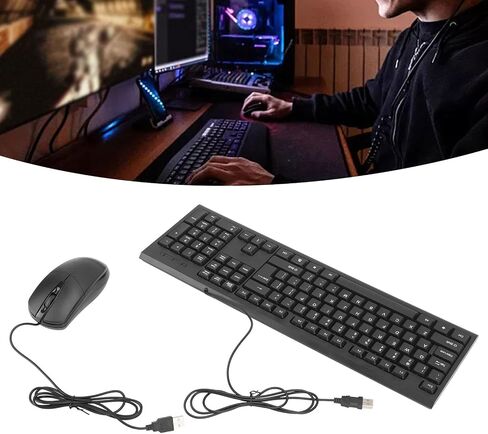 Keyboard Mouse Combo Non-Slip 104 Keys USB Wired for Office Games in Saudi Arabia
