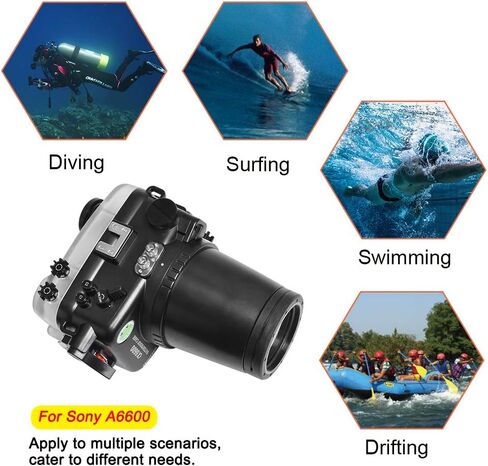 Seafrogs 40M/130FT Camera Waterproof Case Underwater Housing for Sony A6600 with 28-70MM Standard Barrel, Built-in Water Leakage Sensor, Ideal for Diving, Surfing, Swimming and Rafting Video in Saudi Arabia