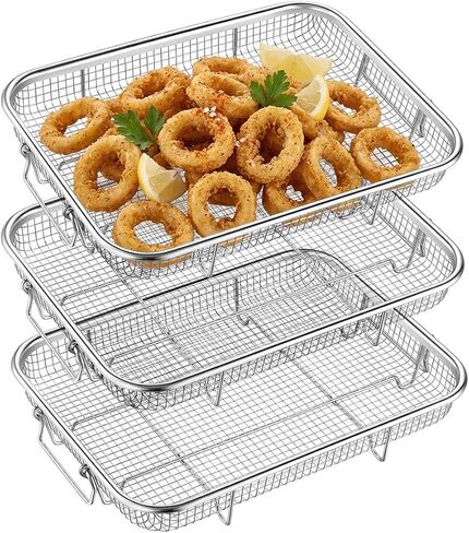 Leonyo 7.7IN Square Metal Small Wire Air Fryer Rack Basket Set, 3 Pack in Saudi Arabia