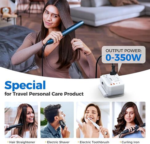 DOACE Voltage Converter US to Europe for Hair Straightener Curler CPAP in Kuwait