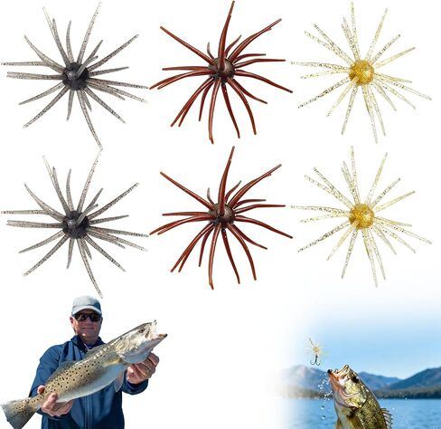 Soft Plastic Bass Fishing Lures, 6PCS Floating Creature Bait with Tentacle Design, TPR Finesse Bait for Drop Shot Rig, Wacky Rig and Neko Rig, Slow Sinking Freshwater Fishing Lure in Saudi Arabia