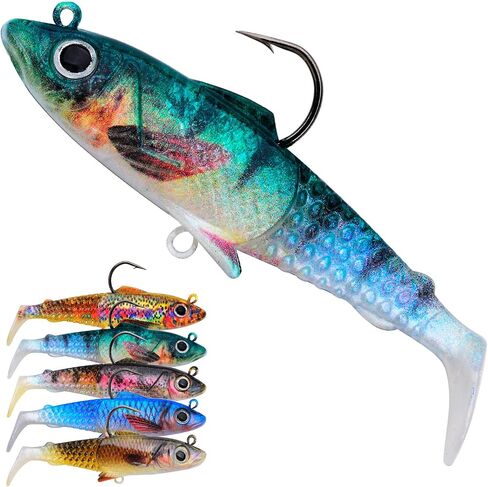 Fishing Soft Plastic Lures - Pre-Rigged Soft Fishing Lures - Great Action Swimbaits with Spinner - Fishing Gear for Bass Trout Walleye, Crappie Fishing Jigs Bait in Saudi Arabia
