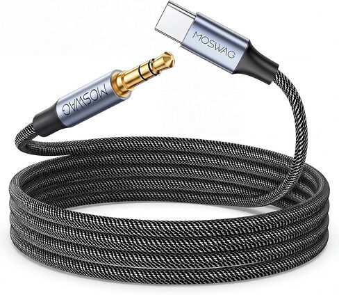 MOSWAG USB C إلى 3.5 ملم كابل مقبس صوت Aux 6.6FT/2M، سلك ستيريو من النوع C إلى 3.5 ملم متوافق مع S20 Ultra S20+ Note 10 20، Google Pixel 4/5 XL، OnePlus 7Pro 8Pro، Moto Z وGalaxy Note 10 in Kuwait