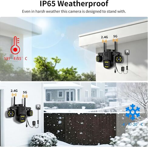 ESCANU Triple Lens Wired Outdoor Security Camera, 2.4G/5G WiFi Outdoor Cameras for Home Security with Auto Tracking, 24/7 Recording, Color Night Vision, 2-Way Audio for Indoor and Outdoor in Saudi Arabia