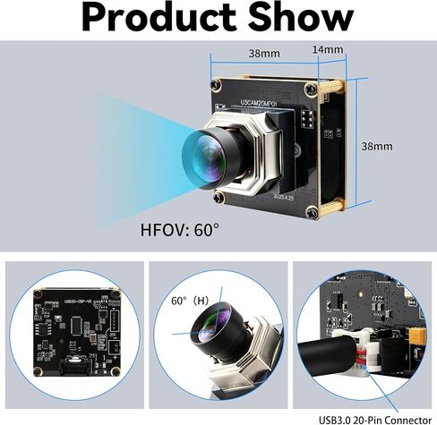 20MP Autofocus USB3.0 Security Camera,3840P 60° HFOV No Distortion Lens, Plug and Play for PC Raspberry Pi Jetson Nano,Compatible with Windows Linux Mac OS for Laser Engraver 3D Printer in Saudi Arabia