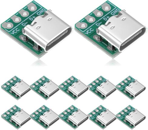 12 PCS USB 3.1 Type C Connector, DIY Serial Basic Breakout Female Connectors Panel Mount Type with Pc Board USB 2.0 Pinout Serial Basic Breakout Female Connector for Data Line Wire Cable Transfer in Saudi Arabia