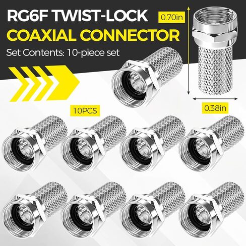 10 عبوات RG6 F نوع تويست على موصل محوري، محول تركيب لولبي in Kuwait