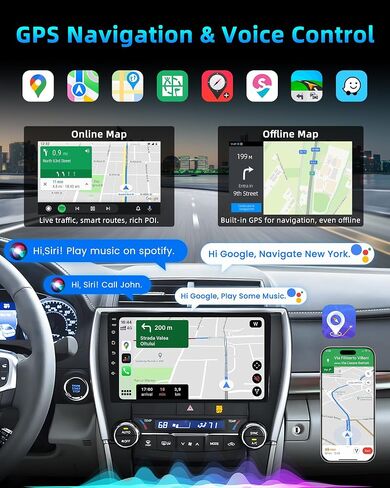 Toyota Camry Radio Stereo for 2015 2016 2017-10.1 Inch Upgrade 1280 * 800 Touchscreen 5GWIFI Bluetooth5.0 FM/EQ Voice Control GPS SWC CarPlay & Android Auto in Saudi Arabia