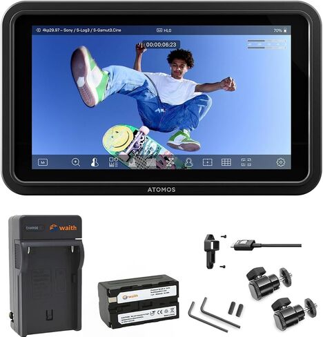 Atomos Shinobi GO 5.2" Touchscreen HDR Video/Camera Monitor | Portable 4K HDMI Field Monitor for DSLR & Camera with Waith Battery, Charger and Camera Hot Shoe Mount Advanced Bundle Set in Saudi Arabia