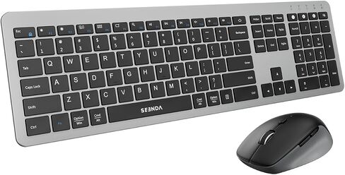 Seenda Black & Grey Wireless Keyboard and Mouse Combo, Bluetooth & 2.4G in Saudi Arabia