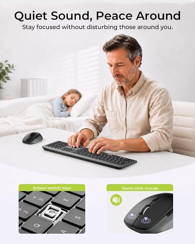 Seenda Black & Grey Wireless Keyboard and Mouse Combo, Bluetooth & 2.4G in Saudi Arabia