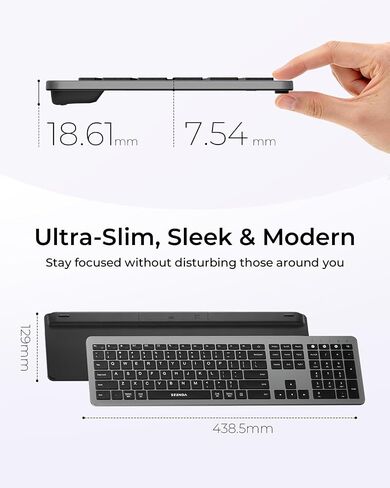 Seenda Black & Grey Wireless Keyboard and Mouse Combo, Bluetooth & 2.4G in Saudi Arabia