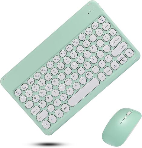 Portable Mini Bluetooth Keyboard and Mouse Set, Round Keycap，Rechargeable Keyboard Battery Mouse, Wireless Keyboard Mouse Combo for Tablet Phone Windows Office Travel (Blue) in Saudi Arabia
