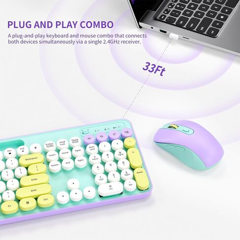 TECURS Retro Wireless Keyboard and Mouse Combo for PC/Laptop in Saudi Arabia