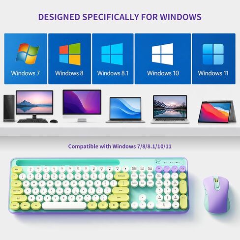 TECURS Retro Wireless Keyboard and Mouse Combo for PC/Laptop in Saudi Arabia