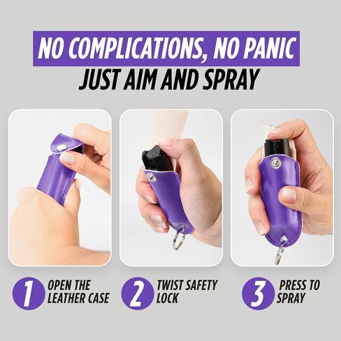 Pepper Spray for Women, Keychain Self Defense with Small Leather Case, OC Spray, 16 Feet Longer Range, UV Dye, Twist Top Safety in Saudi Arabia