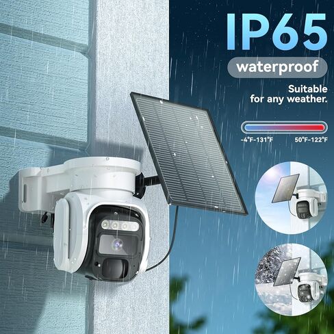 4G LTE Cellular Solar Security Camera Wireless Outdoor, No WiFi Solar Camera Built in eSIM & Subscription Fee, PTZ 355° Live View, 2K Camera with 2 Way Talk, PIR Motion Sensor, Cloud Storage in Kuwait