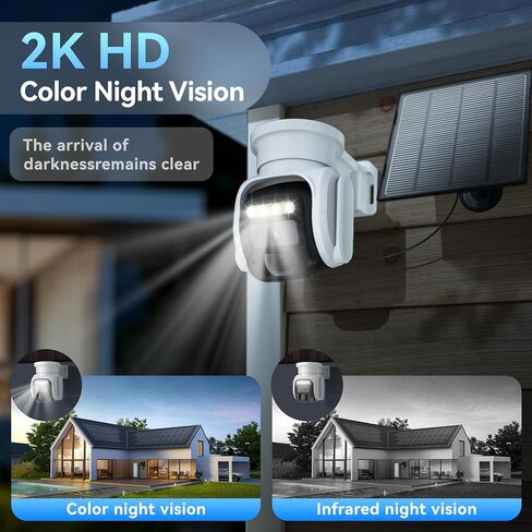 4G LTE Cellular Solar Security Camera Wireless Outdoor, No WiFi Solar Camera Built in eSIM & Subscription Fee, PTZ 355° Live View, 2K Camera with 2 Way Talk, PIR Motion Sensor, Cloud Storage in Kuwait