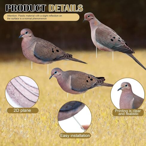 Novabright 12 Pack Pigeon Decoys 2D Realistic Simulation Pigeon Models with Metal Stakes Dove Flock Baiting Hunting Field Set for Outdoor Hunting Home and Garden Decor in Saudi Arabia