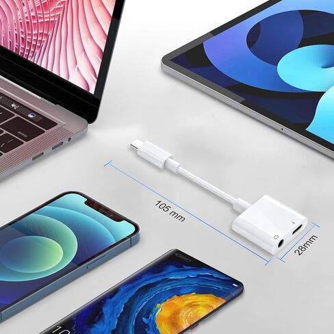 محول سماعة رأس وشاحن USB C إلى 3.5 ملم 2 حزمة من النوع C إلى Aux Jack Dongle سلك مع PD شحن سريع لهاتف iPhone 15/16/17 Pro/Max/Plus وiPad وSamsung Galaxy in Kuwait