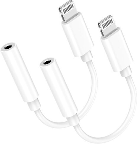 [Apple MFi Certified]2 Pack iPhone Headphone Adapter,Lightning to 3.5 mm Headphone/Earphones Dongle Jack Adapter Audio Aux Cable Converter Compatible with iPhone14 13 12 11 XS XR X 8 7 Support All iOS in Saudi Arabia